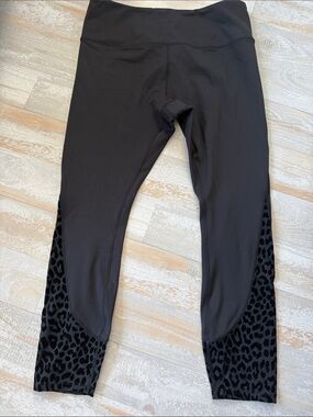 kate spade Black Leggings with Leopard Panel. Women’s L NWOT